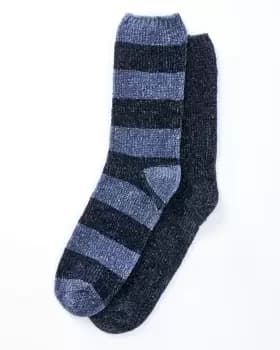 Cotton Traders Mens 2 Pack Cosy Socks in Blue