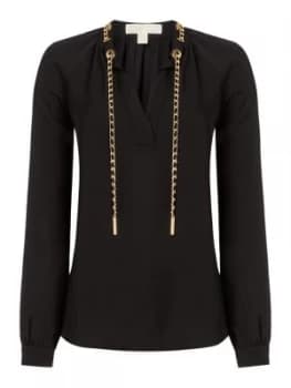 Michael Kors Long sleeve chain neck top Black