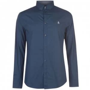 Original Penguin Original Long Sleeve Poplin Shirt Mens - Dark Denim