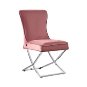 Trafalgar Lux Velvet Dining Chair - Pink - Single Dinette Chair