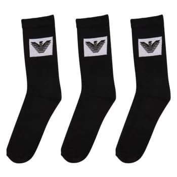 Emporio Armani 3 Pack Logo Sports Socks Black