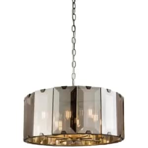 Endon - 8 Light Ceiling Pendant Slate Grey Gloss Paint, Smoke Cut Glass, E14