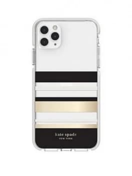 Kate Spade New York New York Defensive Hardshell Case For iPhone 11 Pro Max - Park Stripe Gold Foil/Black/Cream/Cream Bumper/Clear