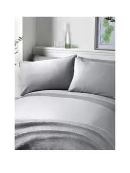 Serene Pom Pom Silver / White Pom Poms Super-King Duvet Cover Set