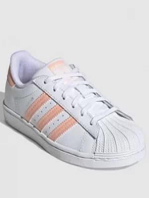 adidas Originals Unisex Kids Superstar C, White/Pink, Size 13