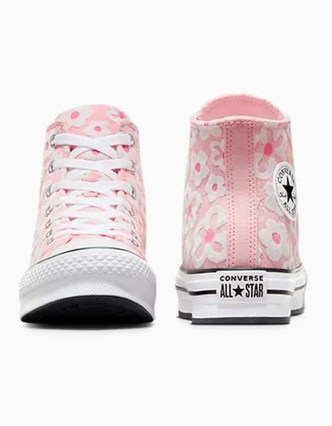 Converse Kids All Star Eva Lift Hi Junior Donut Glaze Oops Pink White, 5