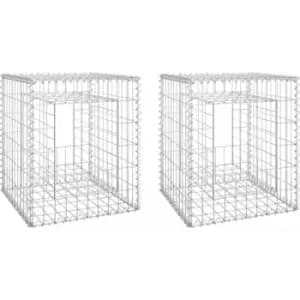 Gabion Basket Posts 2 pcs 50x50x60cm Iron vidaXL - Silver