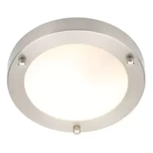 Spa 180mm Delphi Flush Ceiling Light Opal Glass and Satin Nickel