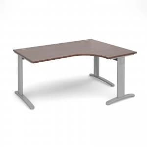 TR10 Deluxe Right Hand Ergonomic Desk 1600mm - Silver Frame Walnut to