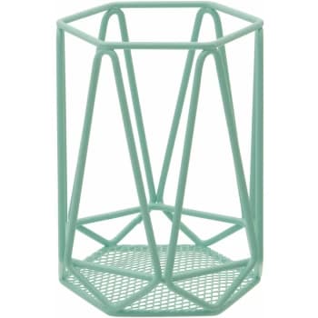 Premier Housewares - Professional Round Small Metal Pastel Green Utensil Holder Kitchen Holders For Storage Of Utensils 12 x 16 x 12