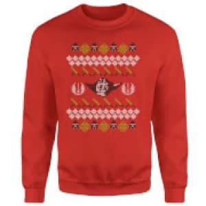 Star Wars Yoda Sabre Knit Red Christmas Sweatshirt - L - Red