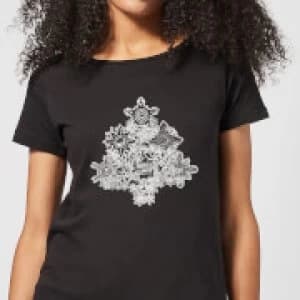 Marvel Shields Snowflakes Womens Christmas T-Shirt - Black