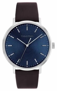Calvin Klein 25200052 Blue Dial Brown Leather Strap Watch