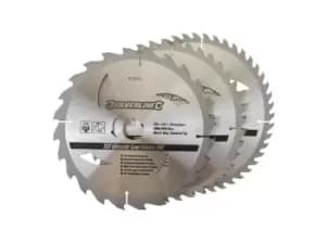 Silverline 973912 TCT Circular Saw Blades 24 40 48T 3pk 235 x 30 - 25 16mm rings