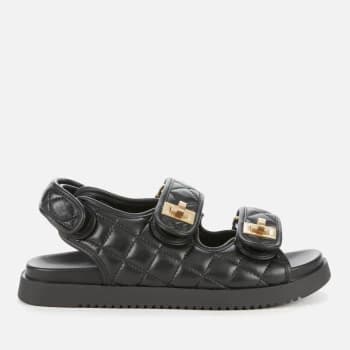 Dune Womens Lockstock Leather Double Strap Sandals - Black - UK 5