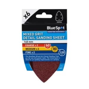 6 Pack 140MM Mixed Grit Detail Sanding Sheets