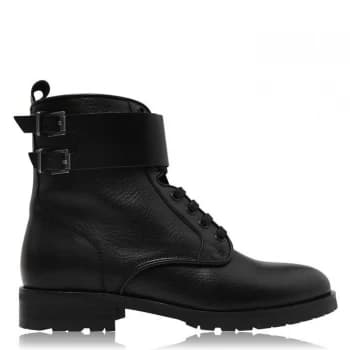 Reiss Artemis Lace Up Boots - Black Calf