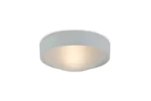 Rondo IP44 1 Light E27 Flush Ceiling Light, White Frame with Frosted Glass