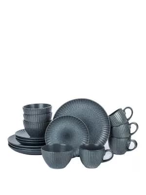 Waterside 16 Piece Textured Reactive Glaze Dinner Set
