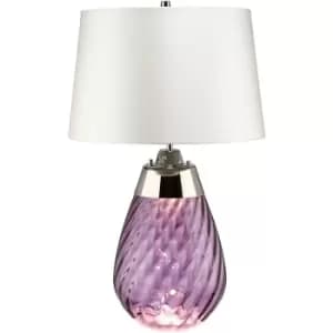 Elstead Lena 2 Light Small Plum Table Lamp with Off-white Shade, Plum-tinted Glass , Off-White Shade, E27
