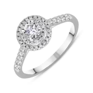 Platinum Diamond Brilliant Round Cut Cluster Shoulder Set Ring