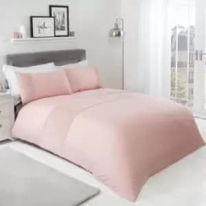 Brentfords Teddy Panel Duvet Cover Pillowcase Bedding Set Blush Double