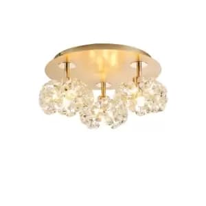 Salisbury Round 3 Light G9 35cm Flush Light With French Gold And Crystal Shade