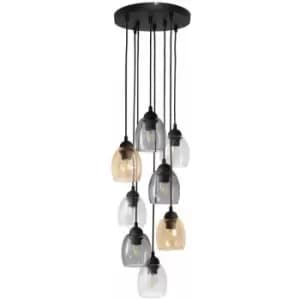 Helam Brillant Cluster Pendant Ceiling Light Black, Transparent, Amber, Smokey 35cm