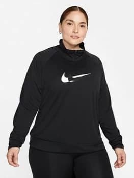 Nike Running Swoosh Half Zip Top (Curve) - Black, Size 18-20=1X, Women