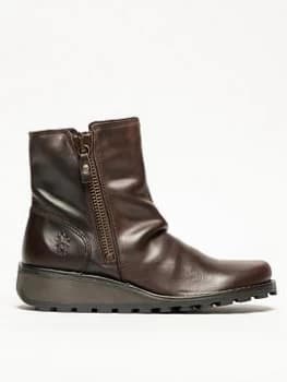 Fly London Mon Side Zip Ankle Boots - Brown, Size 7, Women