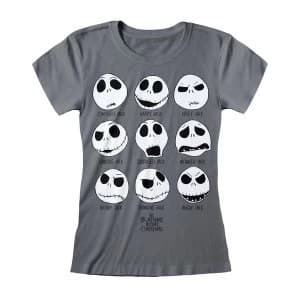 Nightmare Before Christmas - Many Faces Of Jack Womens Large T-Shirt - Charcoal