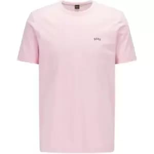 Boss Curved Logo T Shirt - Pink