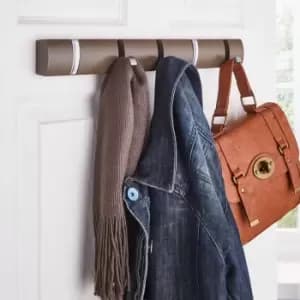 House of Home 5 Satin Chrome Hooks On Espresso Mdf Board