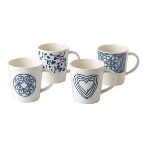 Royal Doulton Ellen DeGeneres Blue Love Mugs Set of 4 Blue