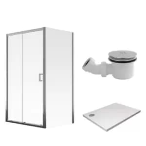 Aqualux 1000 x 800mm Sliding Door Shower Enclosure and Tray Package