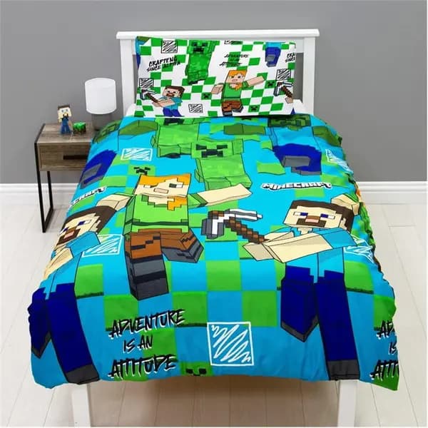 Minecraft Minecraft Drawn 91 Single Rotary Duvet Cover Set Duvet Cover Sets Single Blue 77985718010