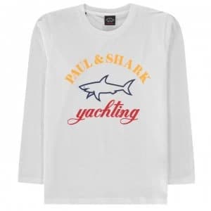 Paul And Shark Junior Boys Large Logo T Shirt - White 010