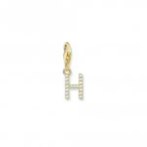 Charmista White Gold Plated Zirconia Letter H Charm Pendant 1971-414-14