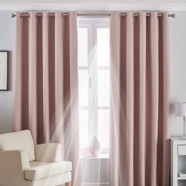 Twilight Thermal Blackout Eyelet Curtains Blush, Blush / 117 x 183cm