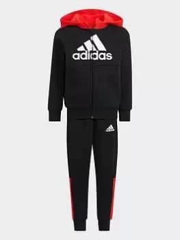 adidas Badge Of Sport Logo Fleece Set, Black, Size 4-5 Years, Women