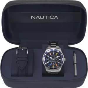 Mens Nautica White Cap Box Set Watch