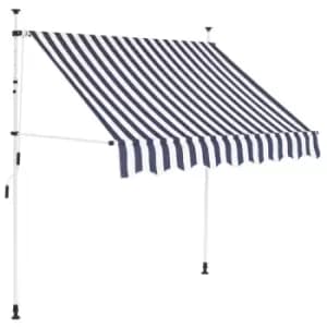 VidaXL Manual Retractable Awning 200cm Blue and White Stripes