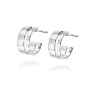 Daisy London Jewellery 925 Sterling Silver Serena Huggie Hoop Earrings Sterling Silver