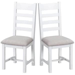 Robert Dyas Madera Ready Assembled Pair of Ladder Back Wooden Chairs with Padded Seats