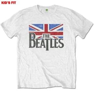 The Beatles - Logo & Vintage Flag Kids 11 - 12 Years T-Shirt - White