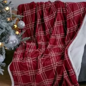 I Saw It First Check Print Flannel Fleece Throw - Red