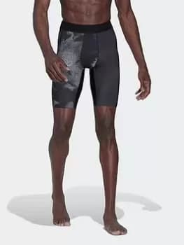 adidas Techfit Allover Print Training Short Tights, Dark Multi, Size L, Men
