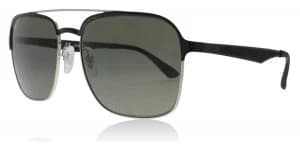 Ray-Ban RB3570 Sunglasses Silver Top Shiny Black 90049A Polariserade 58mm