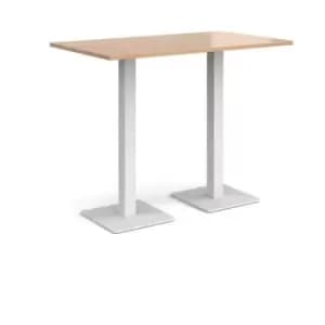 Brescia rectangular poseur table with flat square white bases 1400mm x 800mm - beech