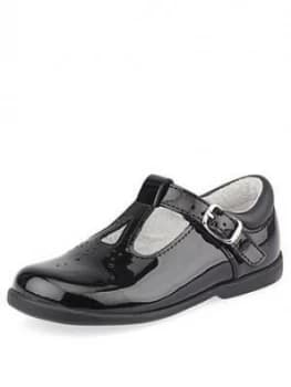 Start-Rite Younger Girls Swirl T-Bar School Shoes - Black Patent